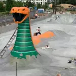 Tallahassee Skatepark - The snake run getting paint- photo courtesy of Team Pain
