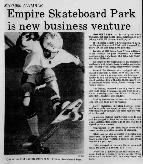 Empire Skatepark - Rohnert - The Press Democrat 13 Dec 1977, Tue ·Page 14