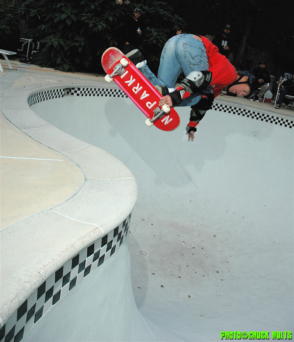 Diving an Backside Air where others fear to shred, Buck Smith.
