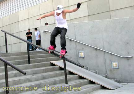 Chad Muska with Pink Bling 50-50's the rail.
