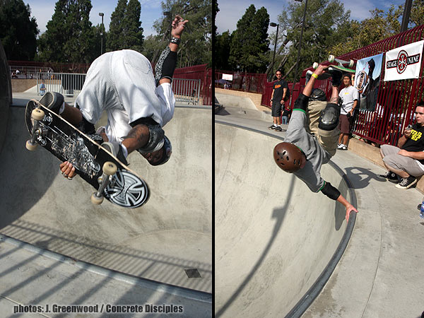 Eric Lee Ripped it with nice Indy's - Chris Farrel (right) - Frontside Invert working off the hangover