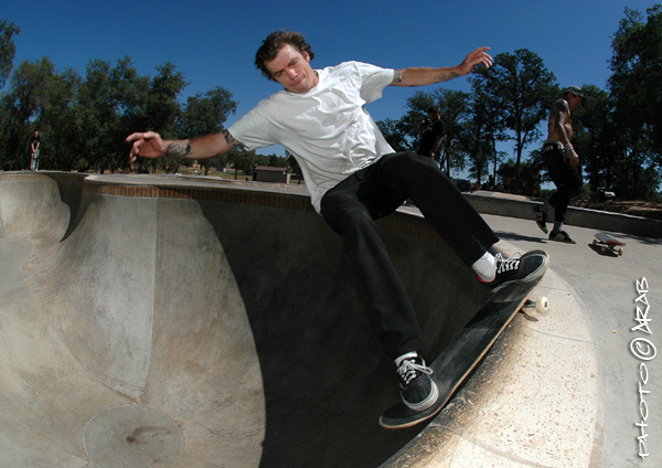 Cunning linguist, Sam Cunningham is a Sacto mainstay, frontal Smith on trucks of an unidentified nature.