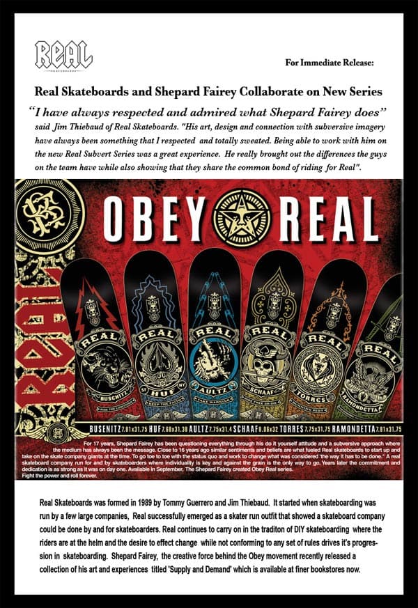 REAL AND SHEPARD FAIREY [OBEY] TEAM UP