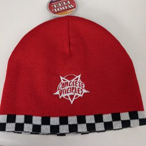 Concrete Disciples Embroidered Logo Checkered Beanie - Red
