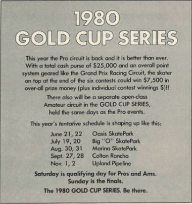 Gold Cup Series 1980 Schedule