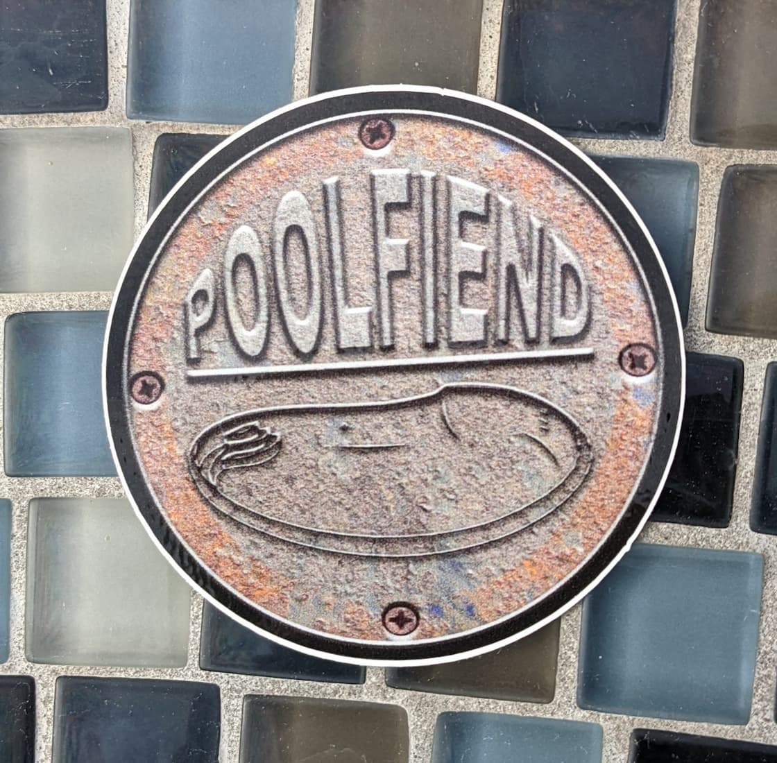PoolFiend – The Badge –  3 inches vinyl color sticker