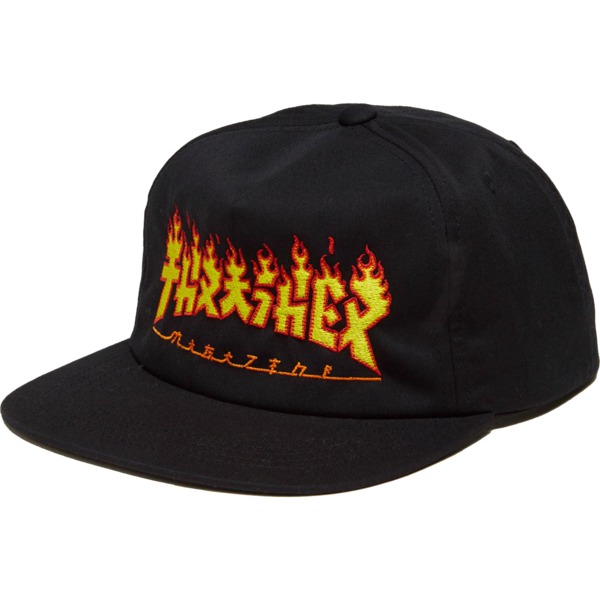 Thrasher Magazine Embroidered Godzilla Flame Black Hat - Adjustable