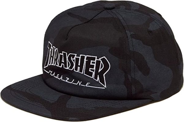 Thrasher Magazine - Outlined Black Camo Snapback Hat