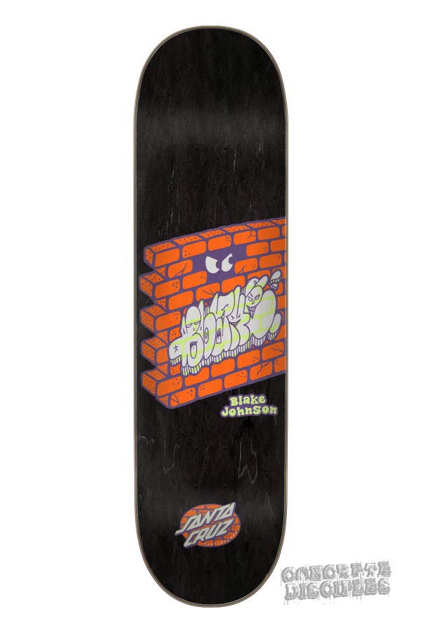 Santa Cruz Skateboards Blake Johnson Pro deck featuring spot matte print graffiti graphic on 7 ply North American Maple