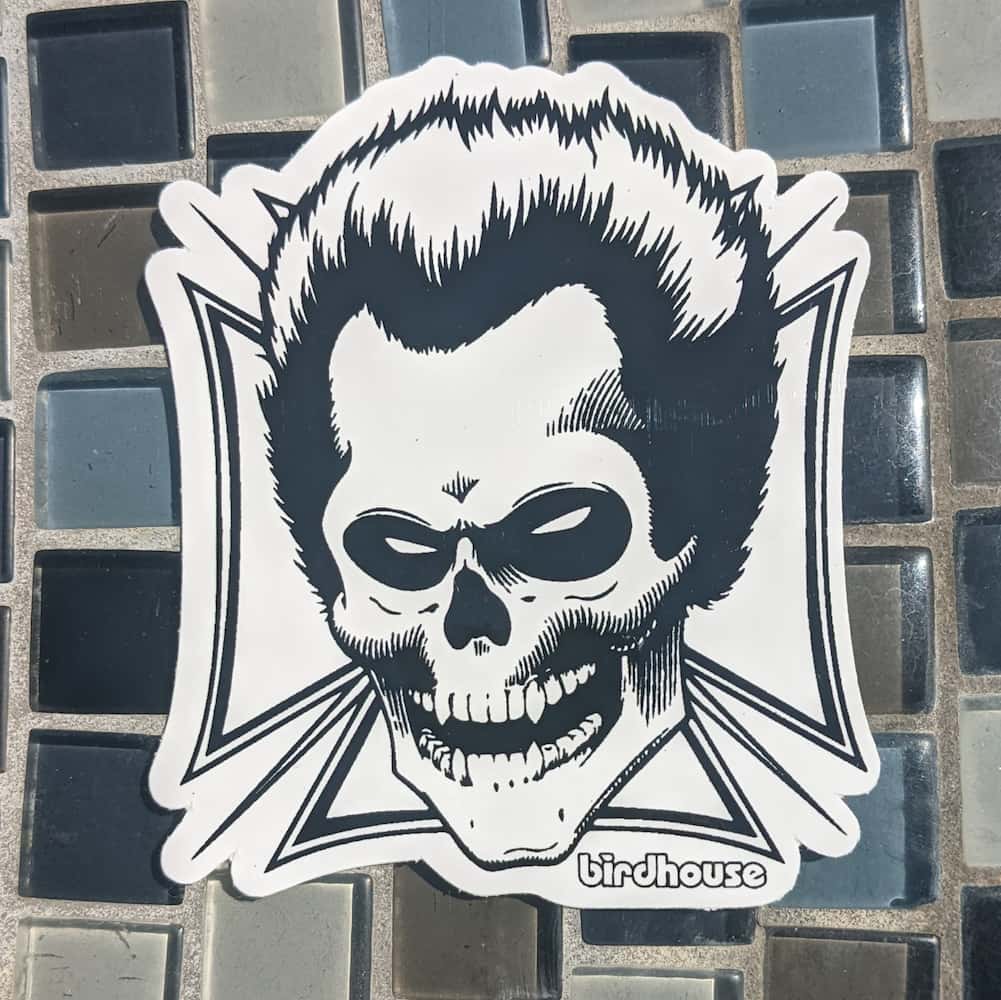Birdhouse – Steve Berra Skull Sticker by Sean Cliver