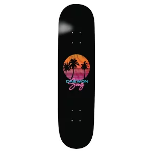 Thank You Skateboards – Daewon Song Sunset Deck.  Width 8.25, Length: 31 7/8”,  Wheelbase: 14 3/8”