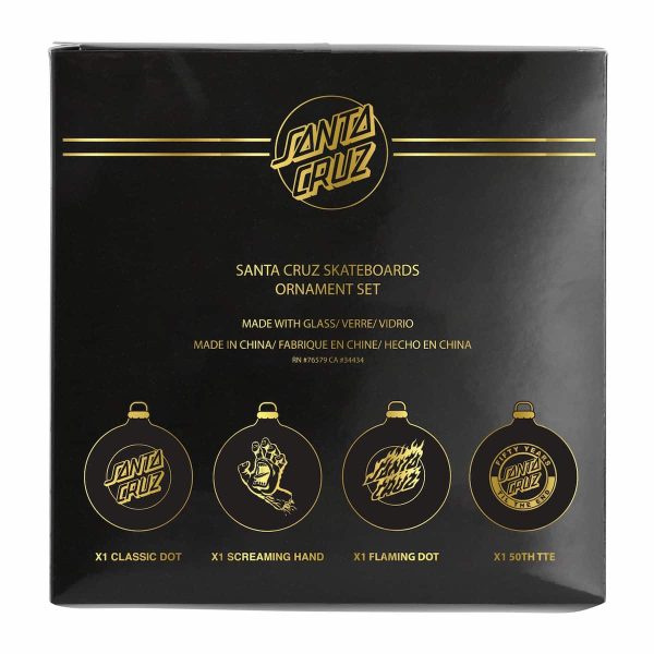 Santa Cruz - 2023 Classics Christmas Skateboard Ornament Set - Gold