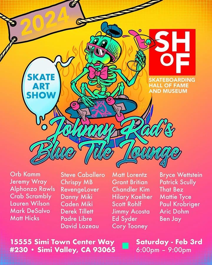 Johnny Rad's Blue Tile Lounge Art Show at the SHOF February 3rd