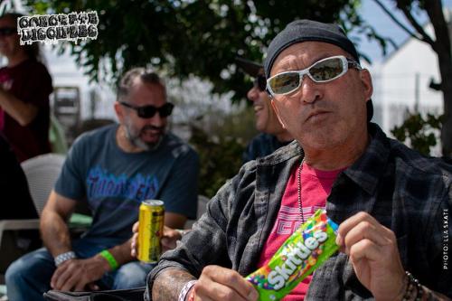 Lonny Hiramoto snacking on Skittles
